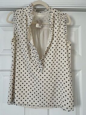 JCrew Natasha Top in polka dot, silk, creme, size 4